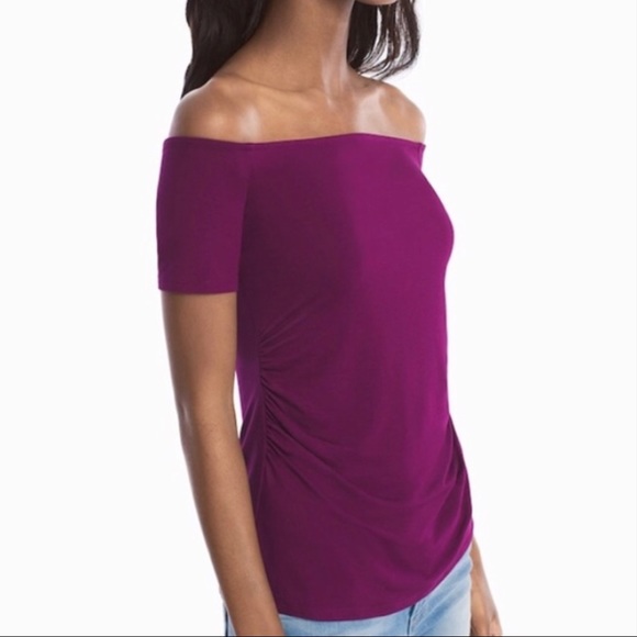 WHBM Barcelona Off-The-Shoulder Short-Sleeve Tee - Picture 2 of 8